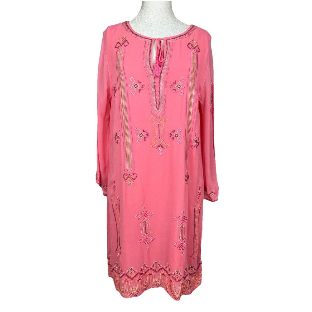 Sigrid Olsen Signature Embroidered Beaded Dress Womens 12‎ Boho Festival Western